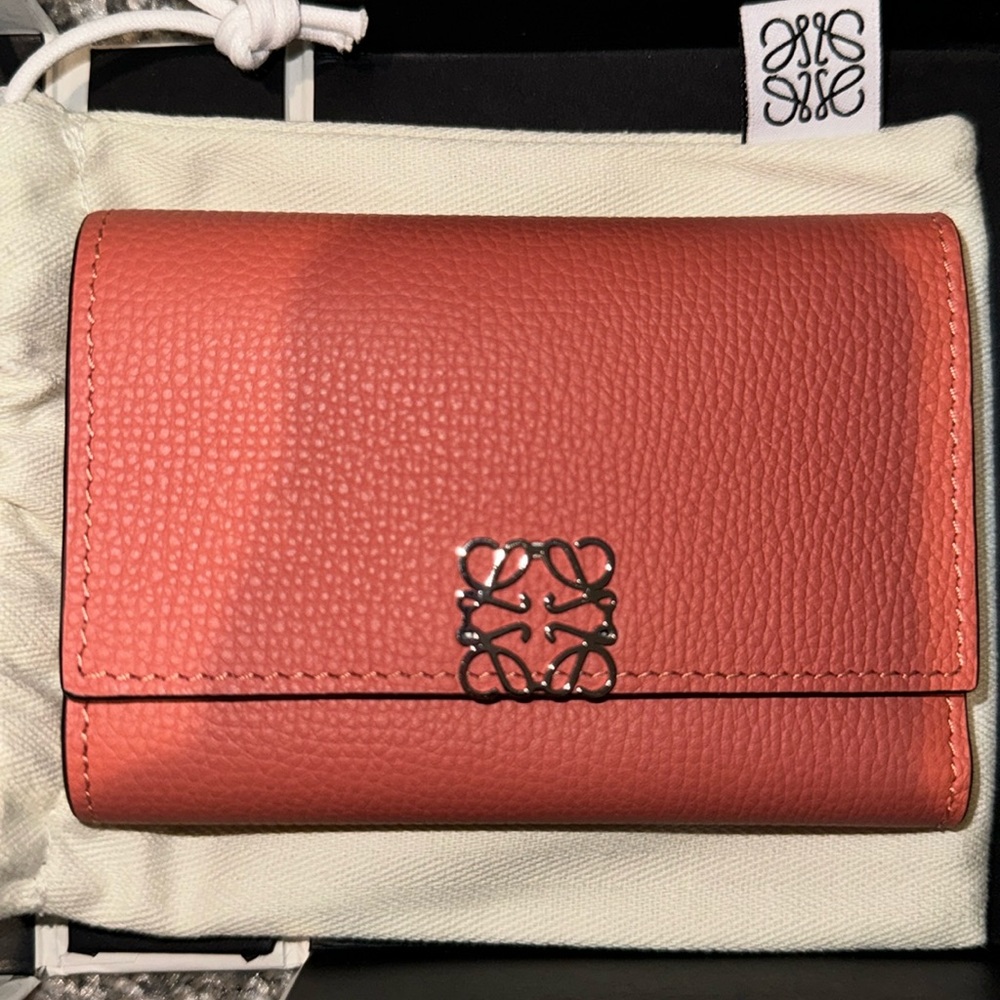 NIB Loewe Anagram Small Vertical Wallet in Pink Tulip